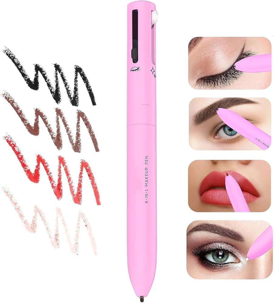 Original 4 In 1 Makeup Pen Waterproof Cosmetic Pencil 4 Color Multi-function Makeup Beauty Pen For Eyeliner Brow Lip Liner Highlighter